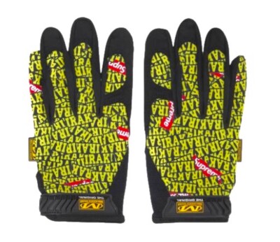 Supreme NY IRAK Allover Logo Print Mechanix Gloves Black Men's DS