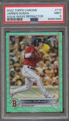 Jarren Duran 2022 Topps Chrome Aqua Wave Refractor Rookie RC Red