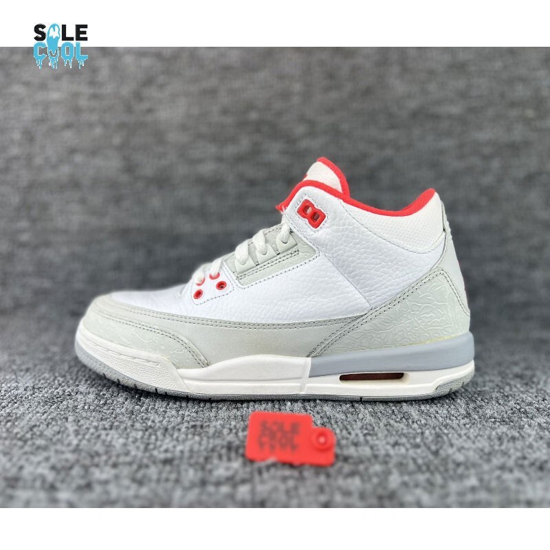 Nike Air Jordan Retro 3 III GS White Crimson Wolf Gray Shoes