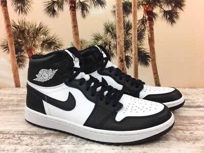 Nike Air Jordan 1 High Panda Golf Shoes Black DQ0660-101 Mens Size