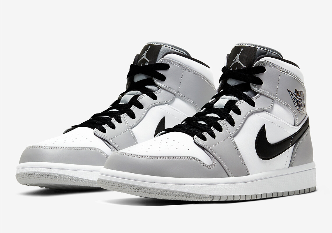 Nike Air Jordan 1 Mid GS Light Smoke Grey White Black 554725-092