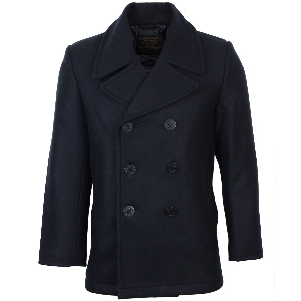 Dark Blue US Navy Pea Coat - American Naval Wool Jacket Overcoat