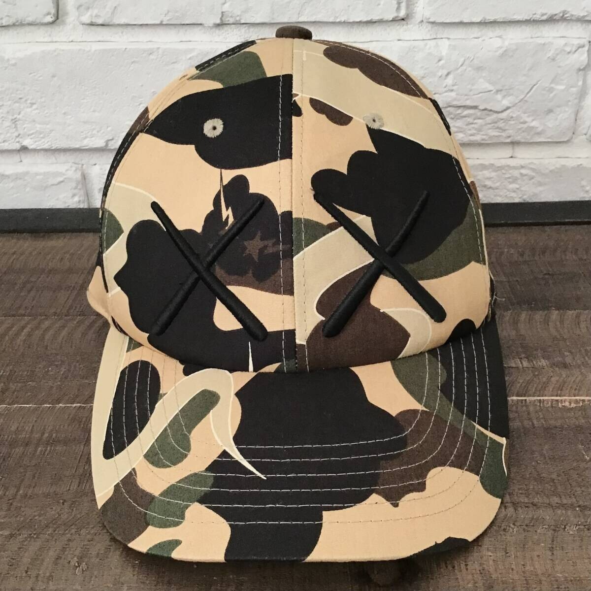 BAPE × KAWS BENDY 1st Camo Yellow Hat Cap APEE ladies A Bathing