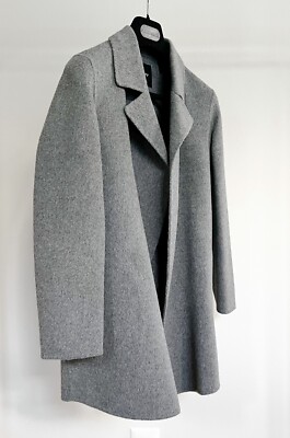$595 THEORY CLAIRENE NEW DIVIDE GRAY OPEN-FRONT WOOL CASHMERE