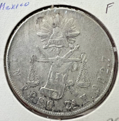 外国銀貨 メキシコ1P銀貨 1873年C H 1873 Zs H Republica Mexicana Un