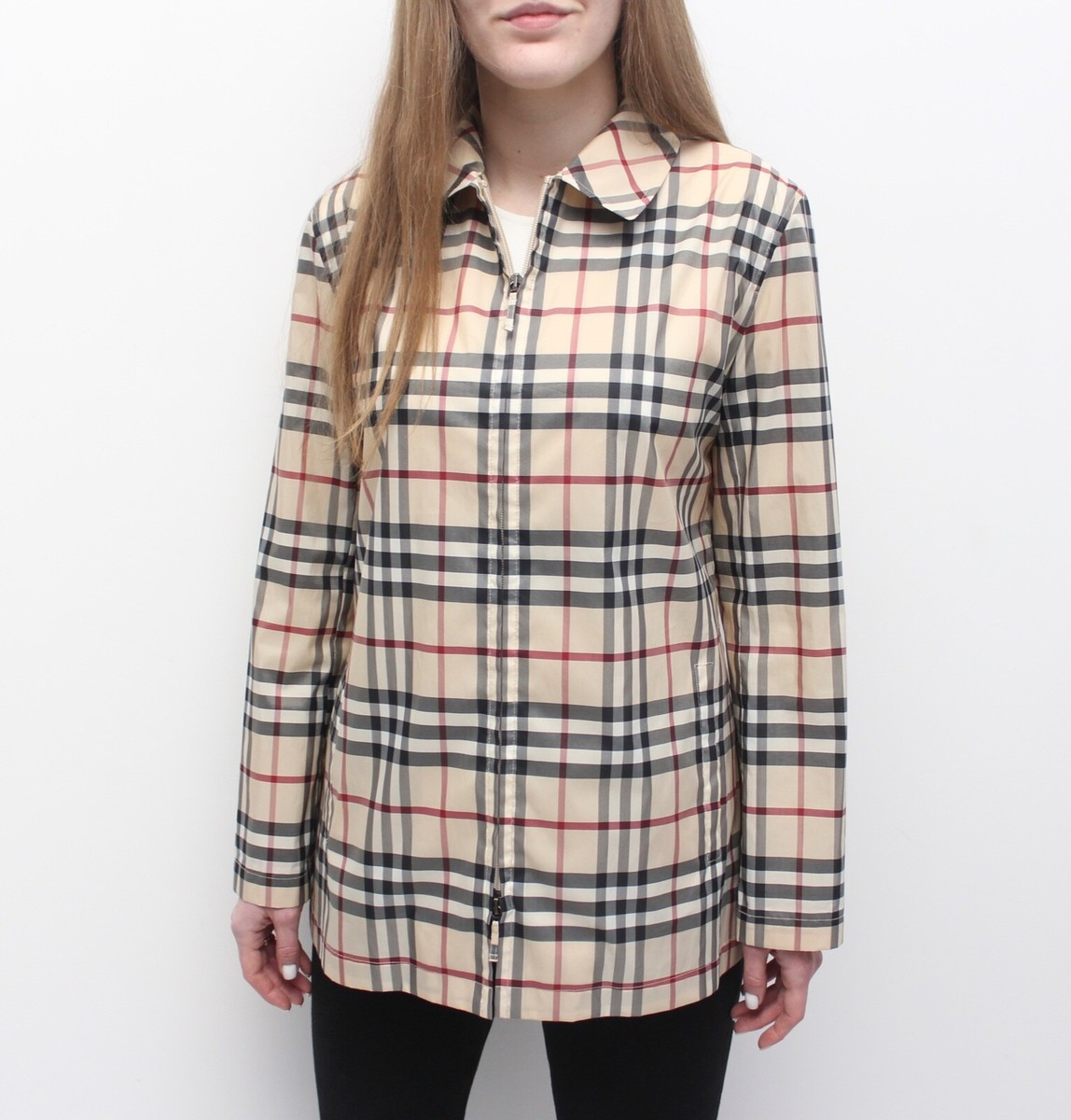 Women's BURBERRY Plaid Nova Check Full Zip Lightweight Jacket Coat