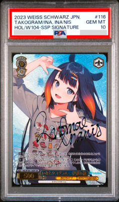 PSA 10 Weiss Schwarz Hololive Takogram Ina'nis Signed Foil HOL
