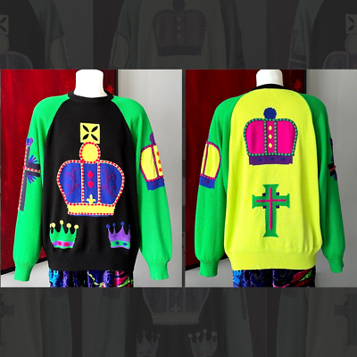 GIANNI VERSACE Crown Cross embroidered wool sweater size 54 from F