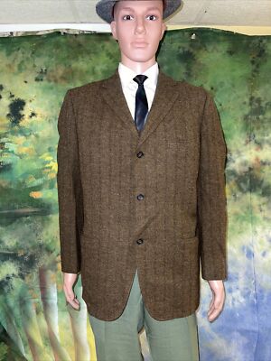 Vintage 1960s Griffon heavy wool brown 3 button sport coat jacket