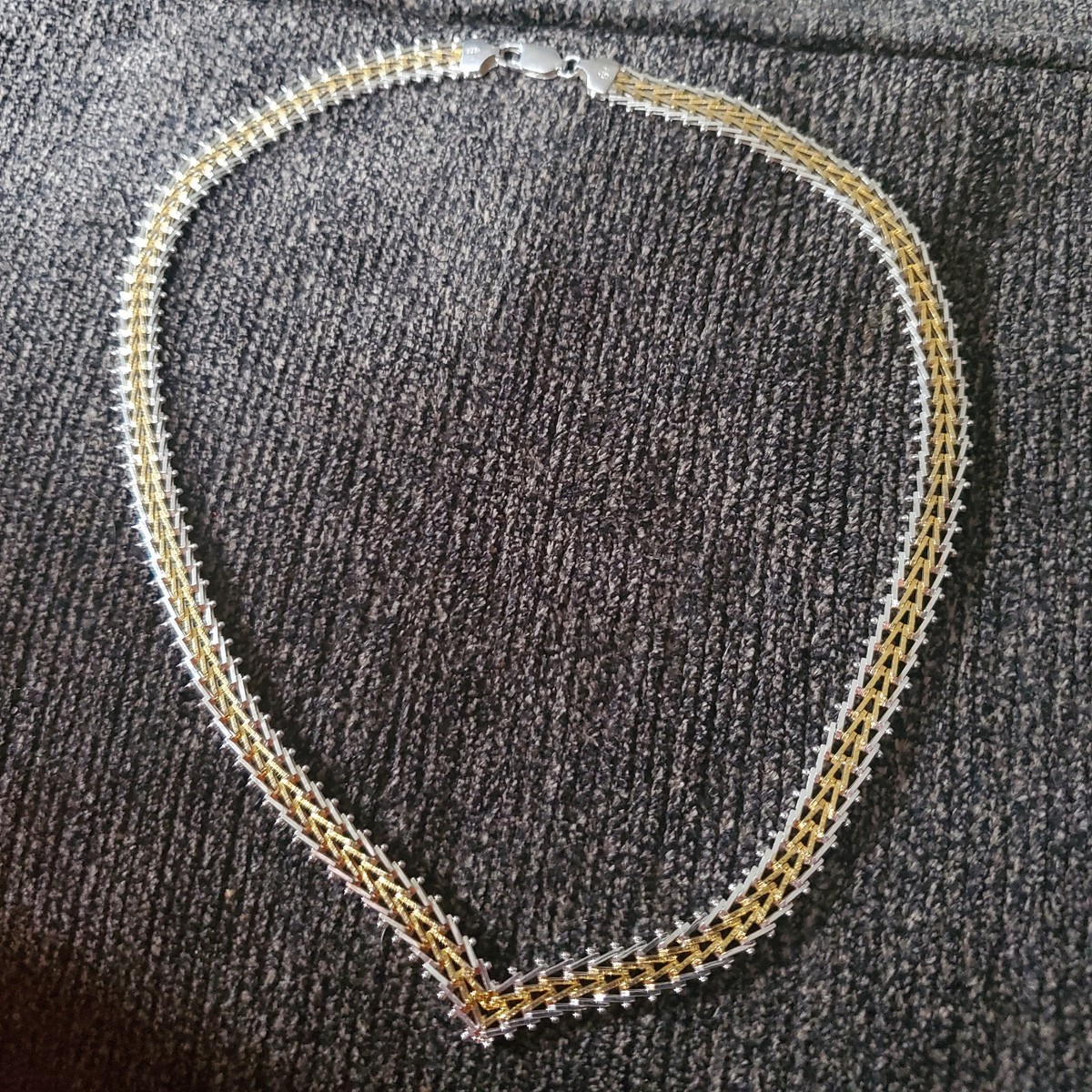 Vintage Sterling Silver 925 Milor Italy Flat Herringbone V Chain