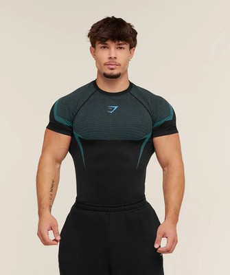 NEW Gymshark Onyx 5.0 Seamless T-Shirt Black Brand Blue sz Medium