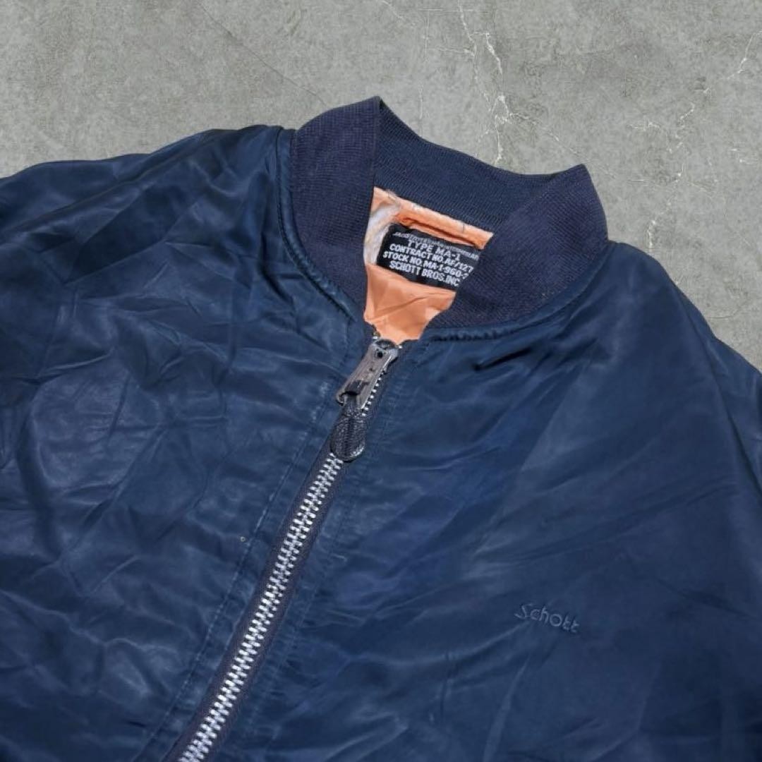Schott MA-1 Military Flight Bomber Jacket XL Vintage Style Navy
