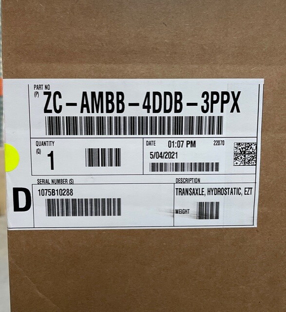 OEM Hydro Gear RH EZT Transmission 918-04432B, ZC-AMBB-4DDB-3PPX