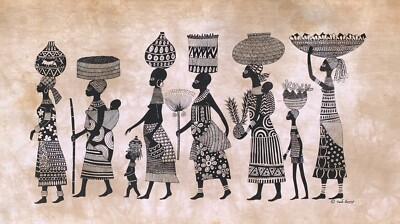 Heidi Lange ( Swedish, b. 1940) Beautiful African Original Batik