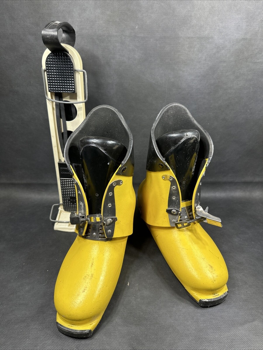 Vintage Yellow Scott Ski Boots Adult Size 6 Medium With Boot