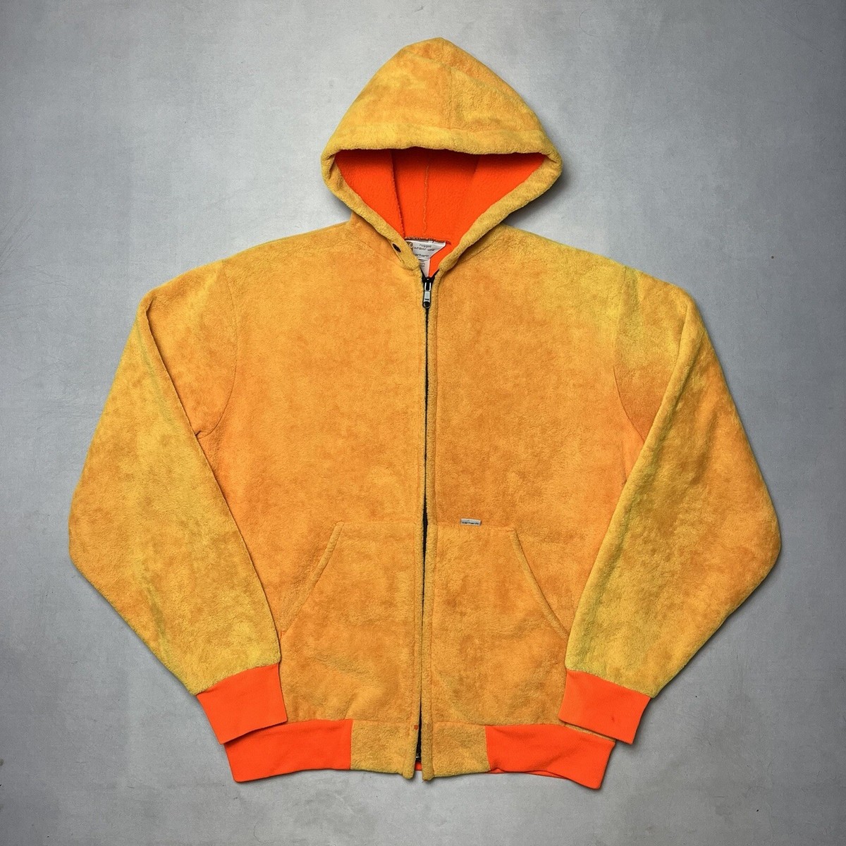 Vintage 80s Carhartt Rugged Fuzzy Fleece Orange Velour Velvet