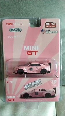 MINI GT 76 LBWK Nissan GT-R (R35) Pink Pig Type 2, Rear Wing ver 3
