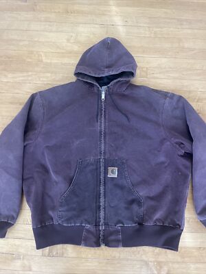 Vintage Carhartt Active Jacket J06 BRG XXXL Hooded Plum Purple
