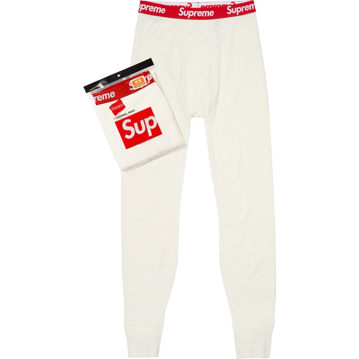 Supreme Hanes Thermal Pants (1 Pack) Natural Men's Sz Large Long