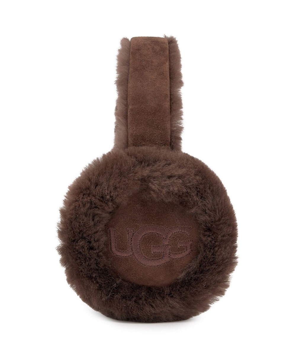 UGG Womens Earmuff Sheepskin Shearling Embroidered Burnt Cedar Non