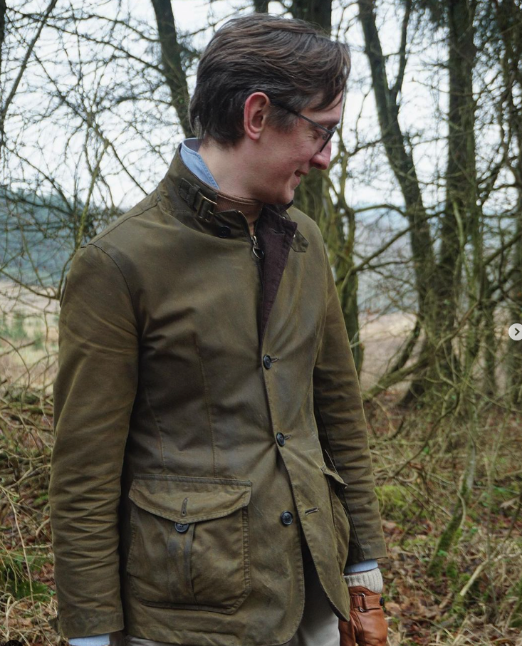 BARBOUR LUTZ Waxed Jacket Olive Rugged Sophistication MSRP$520