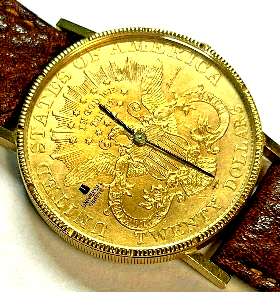 Universal Geneve Automatic 18K Ye1low Gold Coin Watch w/ 1904-D