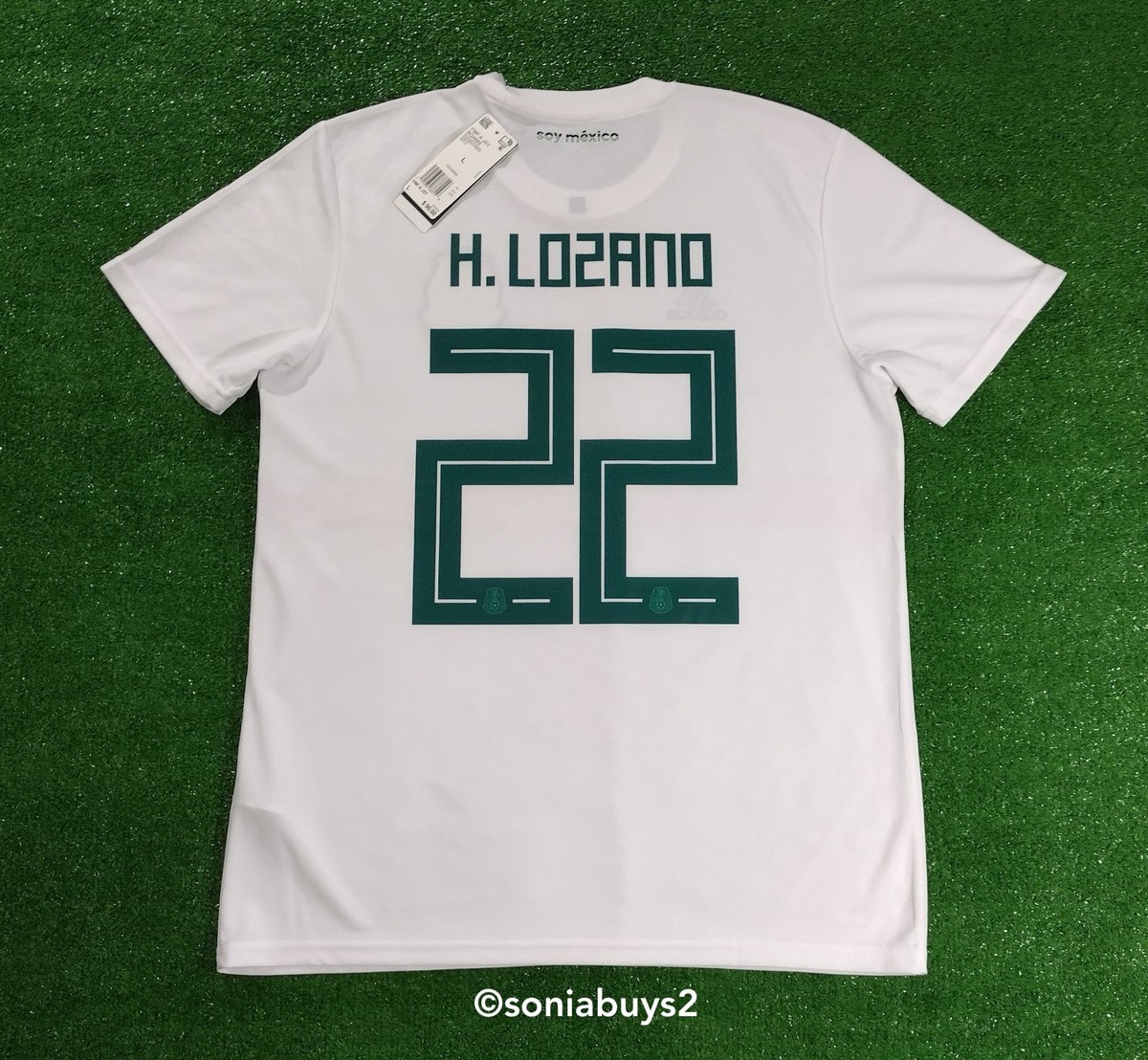 Adidas Men's H. LOZANO Mexico Away Soccer Jersey, BQ4689, White