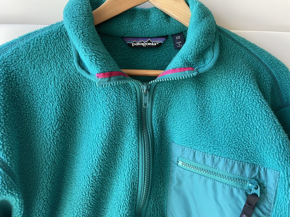 Vintage Patagonia Made in USA 90s Full Zip Fleece Teal Blue Green