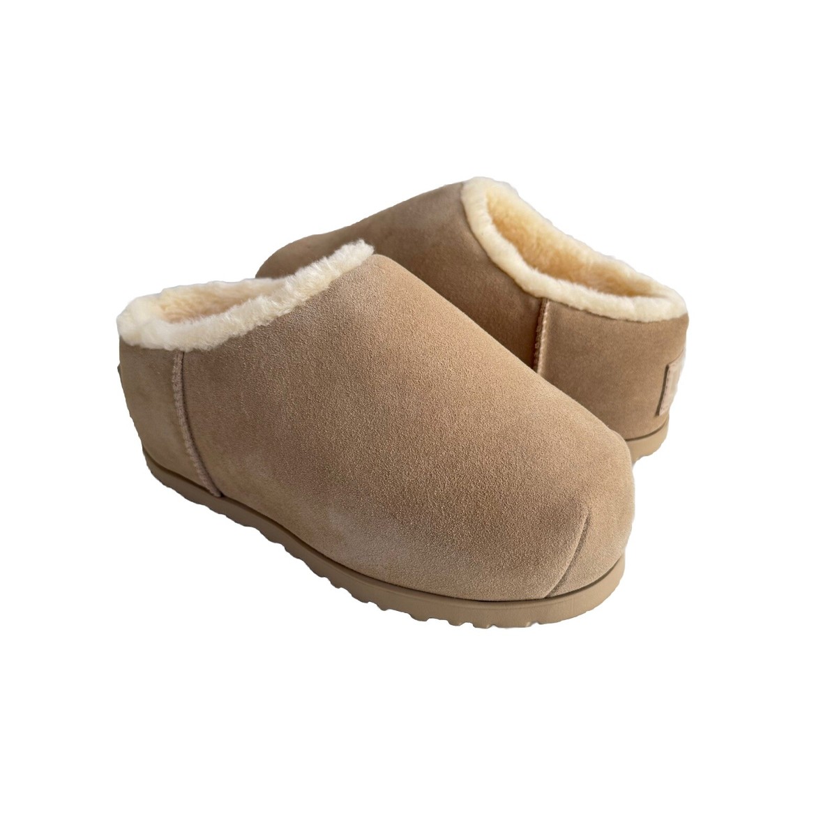 UGG PUMPED SLIDE MUSTARD SEED SHEARLING PLATFORM SHOES US 10 / EU
