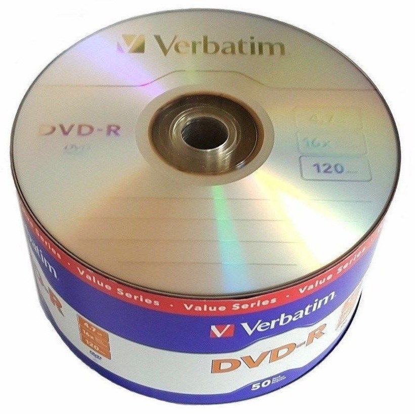 50 VERBATIM Blank DVD-R DVDR 16X 4.7GB Recordable Logo Branded
