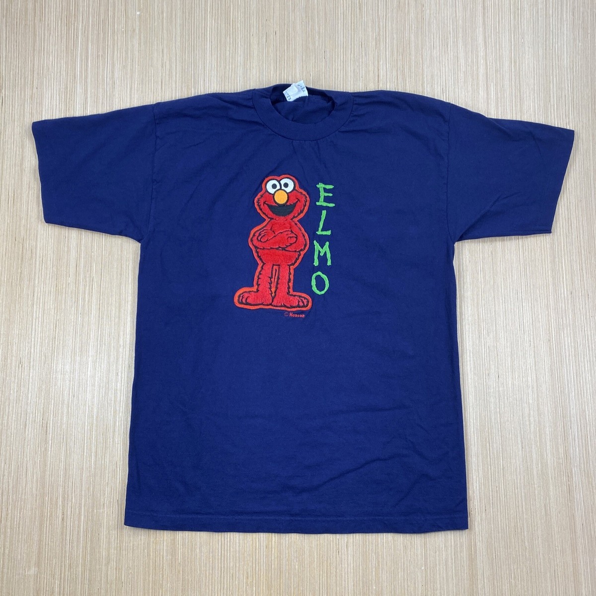 Vintage Sesame Street Elmo Shirt Mens XL Navy Blue Henson Spellout