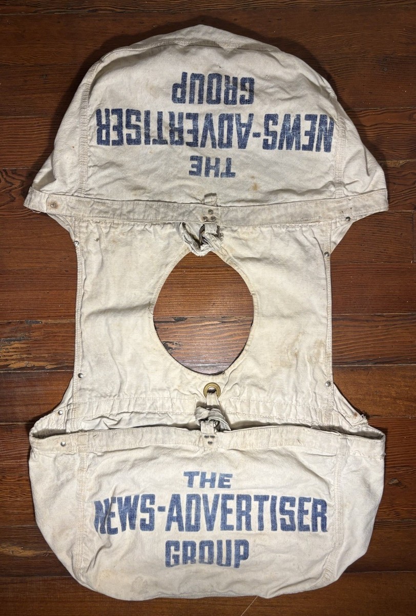 Vintage Newspaper Canvas Delivery Bag Paperboy THE-NEWS ADVERTISER