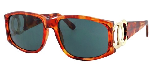 CHANEL Vintage Sunglasses Coco Mark Shell Design Brown Gray Lens