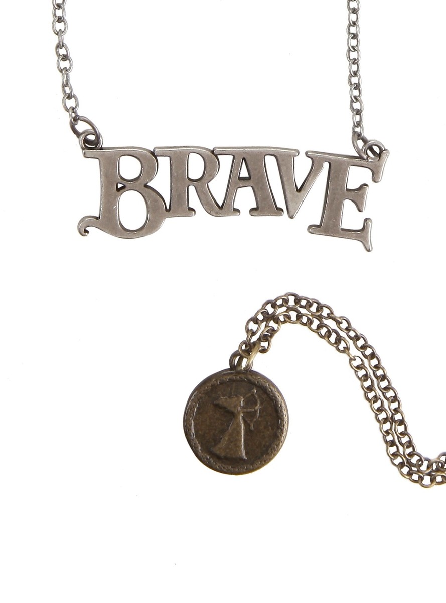 Disney Brave Necklace Logo & Merida Disc Pendant Set of 2