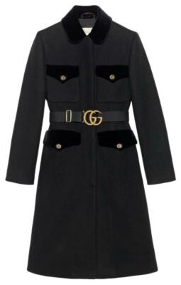 Gucci Sz 38 XS 2020 Cruise Wool Velvet Logo Coats 550978 ZAAL6