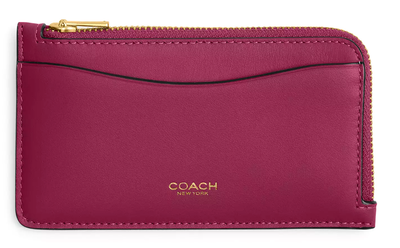 🩷Coach New York Zip Card Case - CZ112 Pink Refined Calf Leather