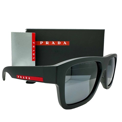 NEW Prada SPR 25Z 1AB-08G Men's Black Polarized Square Luxury