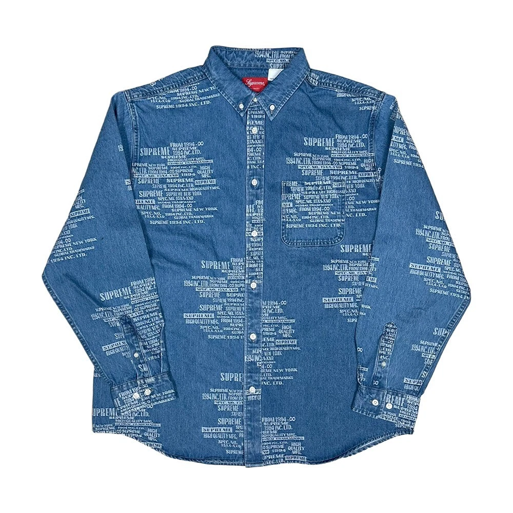 Supreme Denim Long Sleeve Casual Button-Down Shirts for Men for