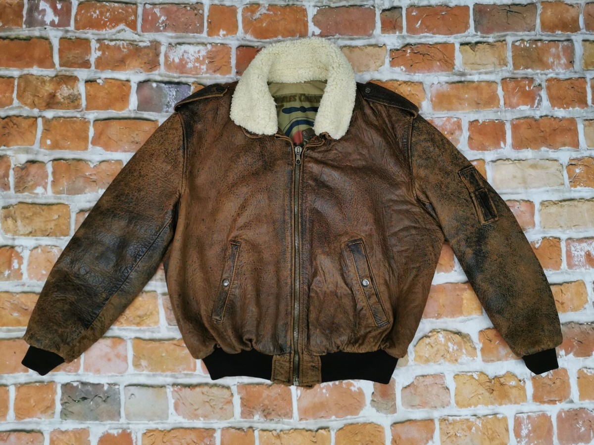 Charles Chevignon Paris Vintage Pilot Leather Jacket Hot Skies Fur
