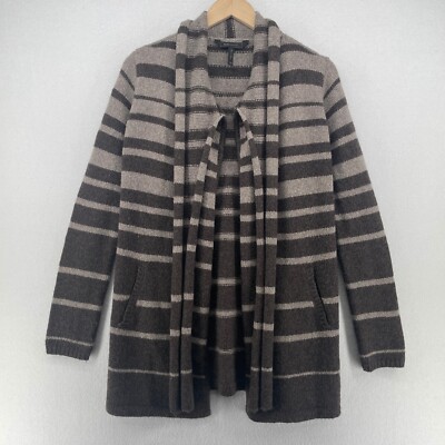 BCBG MAXAZRIA Cardigan XS Scarf Striped Open Front Draped Neck