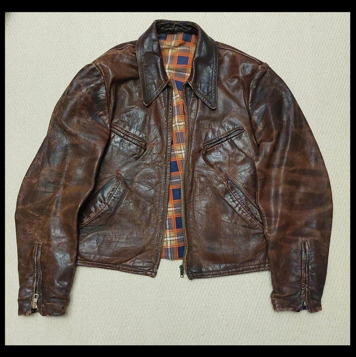 1930s German Style Vintage A2 Cow Leather Jacket Mens Handmade