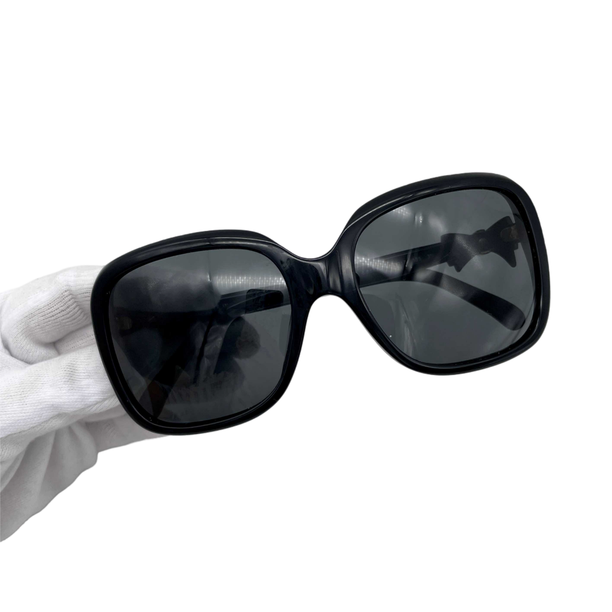 Auth CHANEL 5171-A Bow Detail Square Sunglasses Black & Gold | eBay