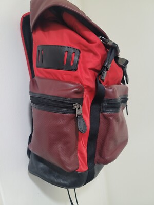 Coach Terrain Trek Perforated Leather RED/Black Backpack F57477 | eBay