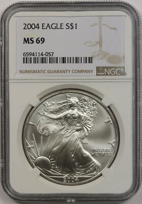 2004 Silver Eagle Dollar $1 MS 69 NGC 1 oz Fine Silver | eBay