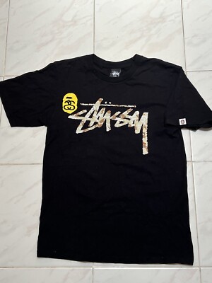 Men BAPE × stussy ILL COLLABORATION Shark T-shirt Black A Bathing