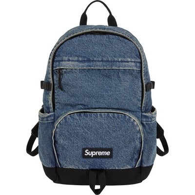 Supreme Denim Backpack Washed Indigo Reflective Logo Water