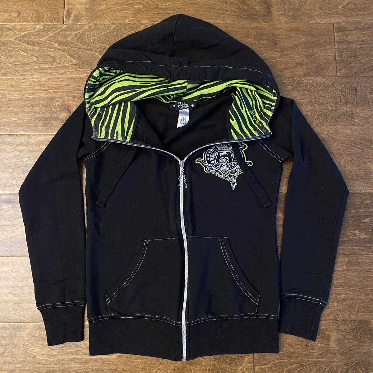 Y2K Abbey Dawn Punk Rock Skull Princess Black Green Zebra Striped