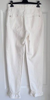 NEW CHANEL 22A WHITE DENIM JEANS PANTS CC LOGO 36 CC LOGO POCKETS