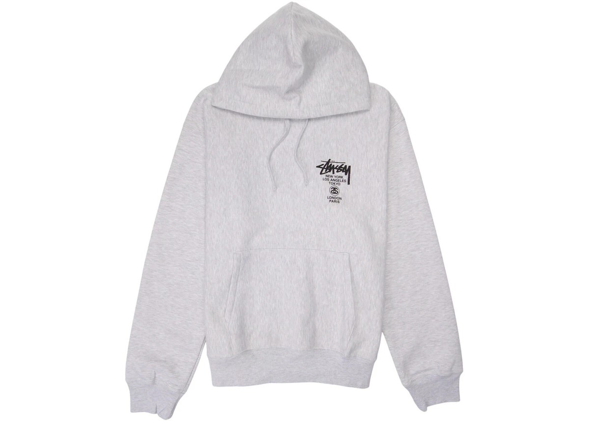 Stussy World Tour Hoodie Ash Heather XXL Size | eBay