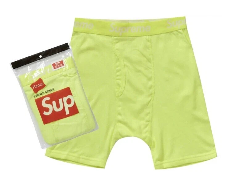 Supreme Hanes Boxer Brief Pack of 2 Authentic Fluorescent Yellow